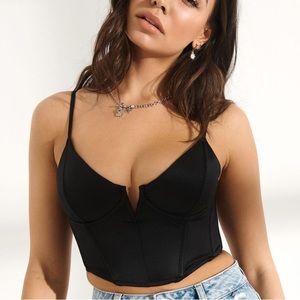 Black V-Wire Satin Bustier 🖤